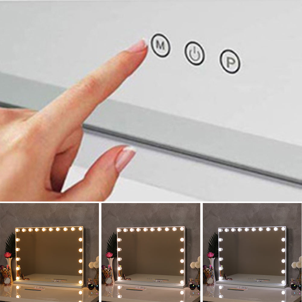 Hollywood Style Lighted Rectangular Makeup Mirror