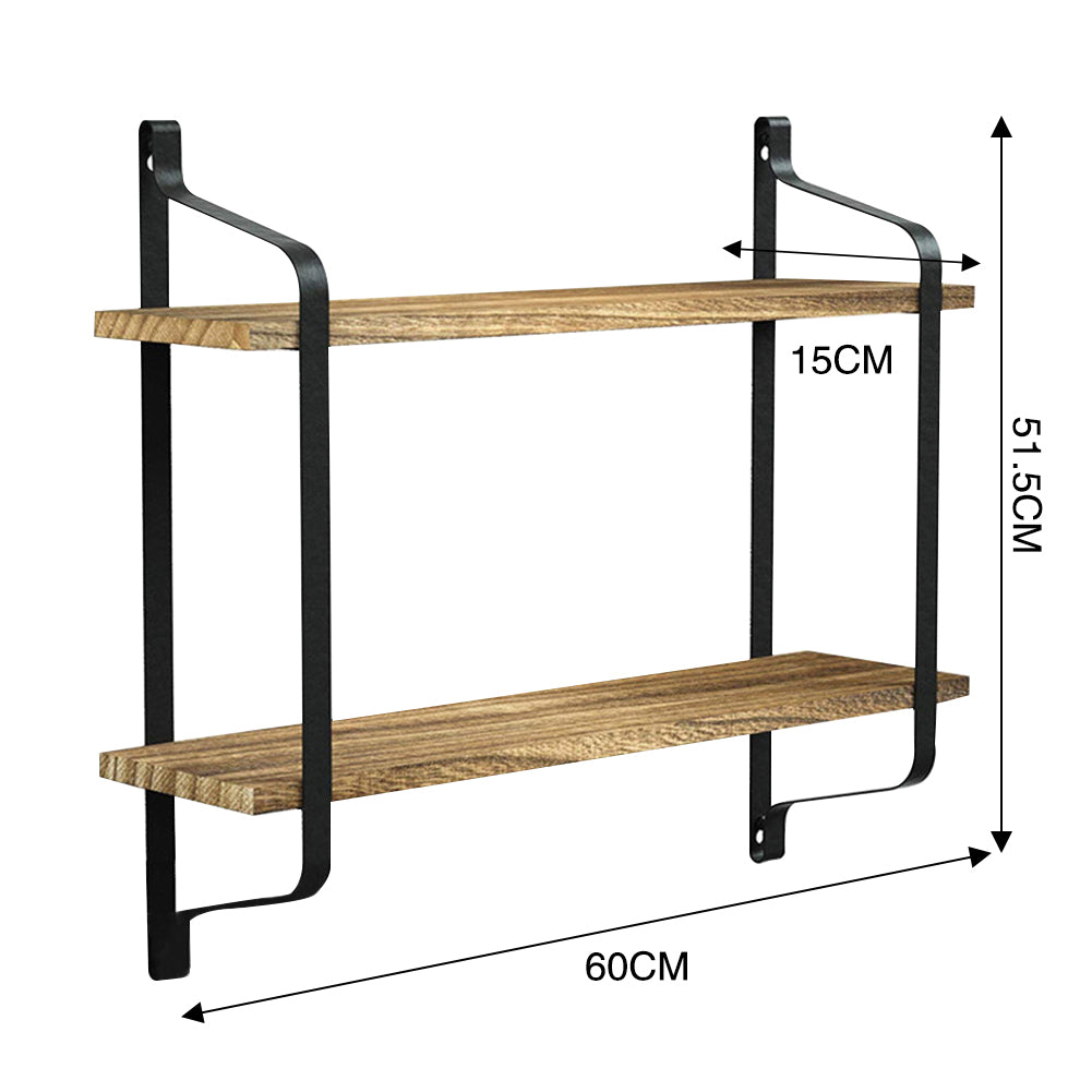 Industrial 2-Tier Home Decor Floating Wall Shelves