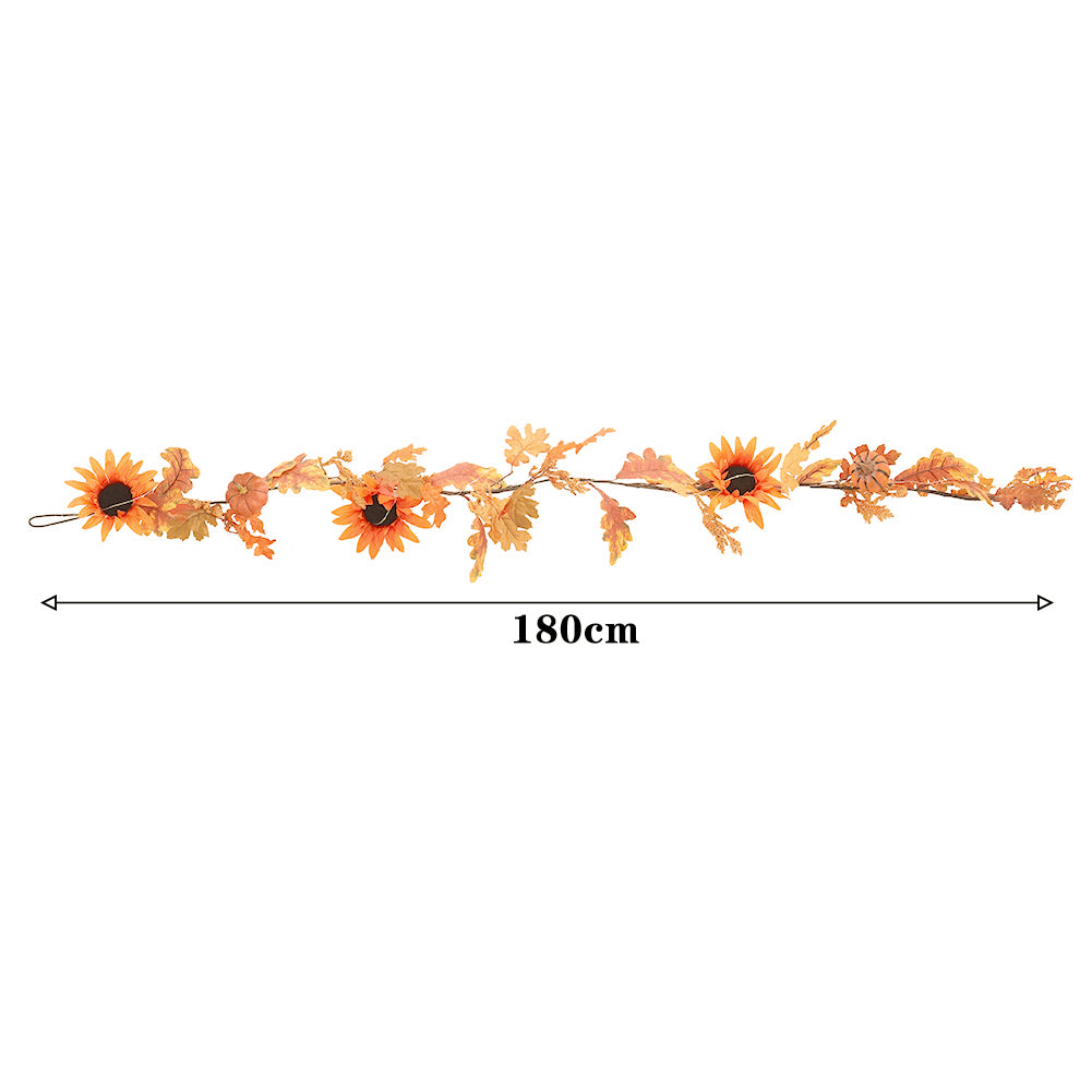 Sunflower Autumn Garland with Lights for Decoration