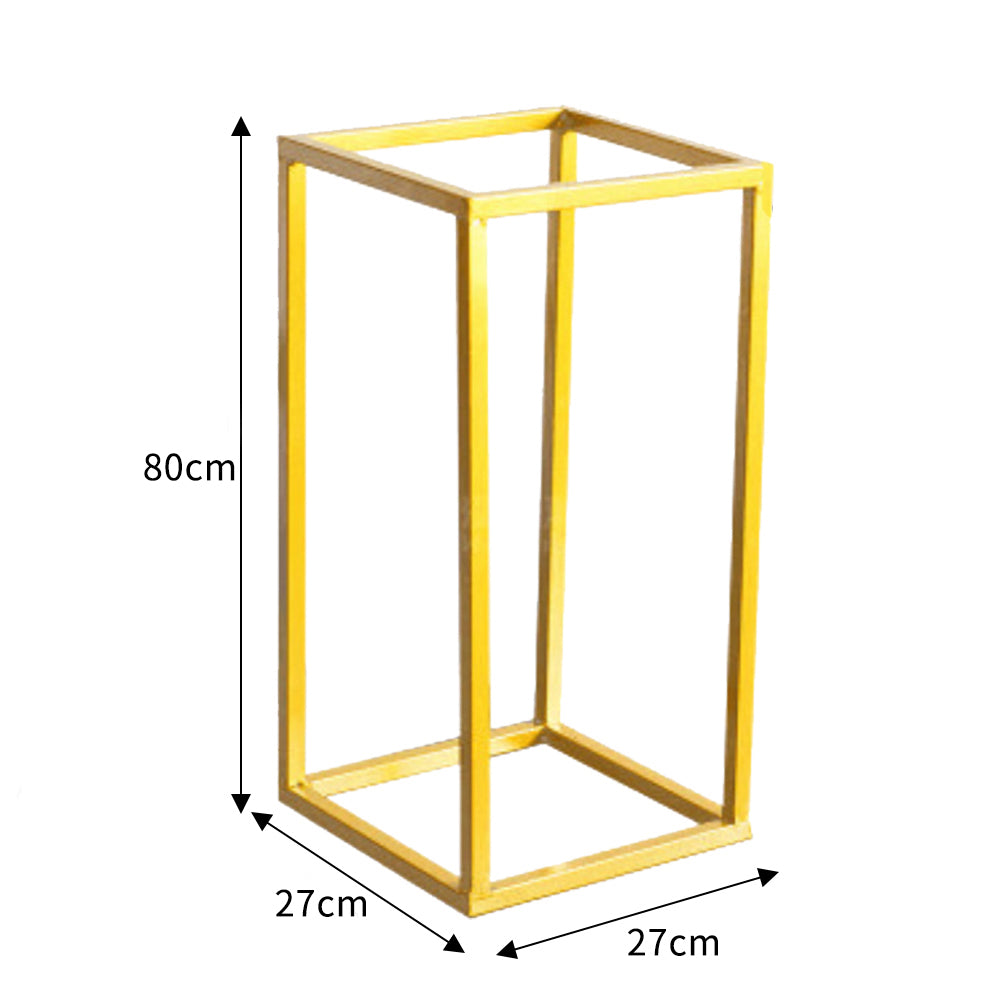 Golden Metal Rectangular Flower Stand Pedestal Rack
