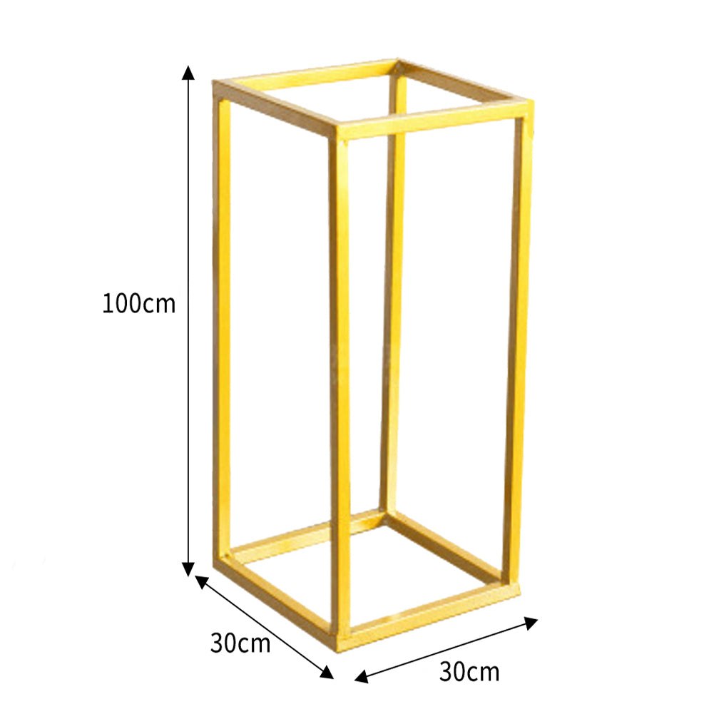 Golden Metal Rectangular Flower Stand Pedestal Rack