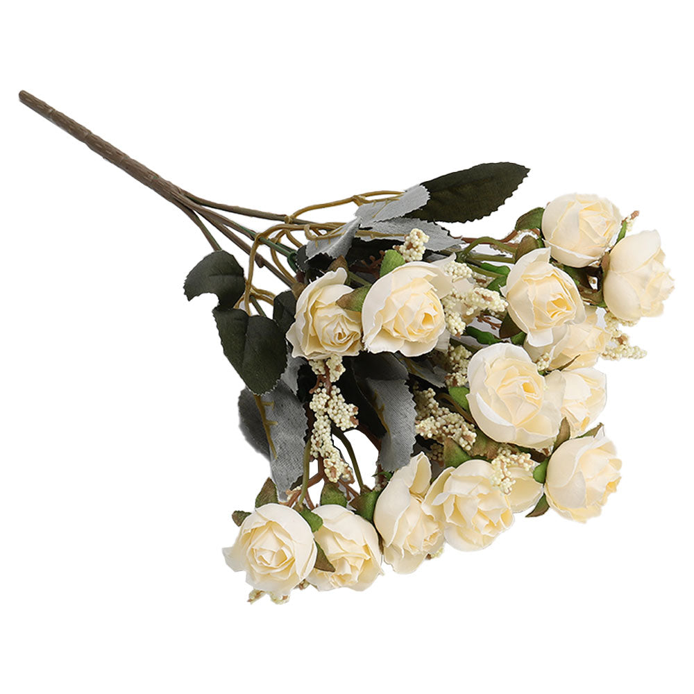 5 Branch 15 Heads Artificial Silk Rose Bouquet