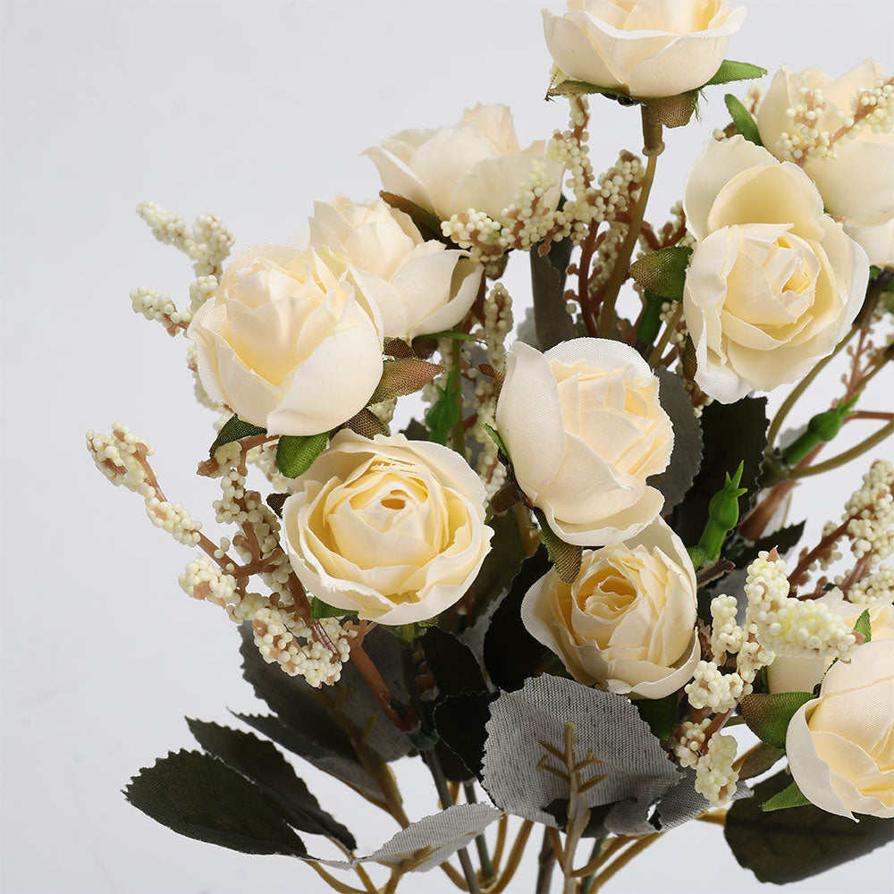 5 Branch 15 Heads Artificial Silk Rose Bouquet