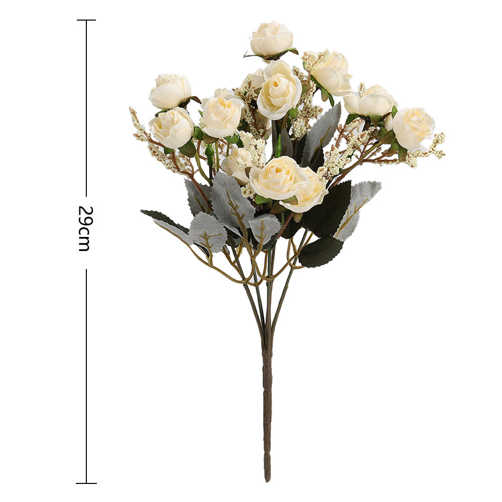 5 Branch 15 Heads Artificial Silk Rose Bouquet