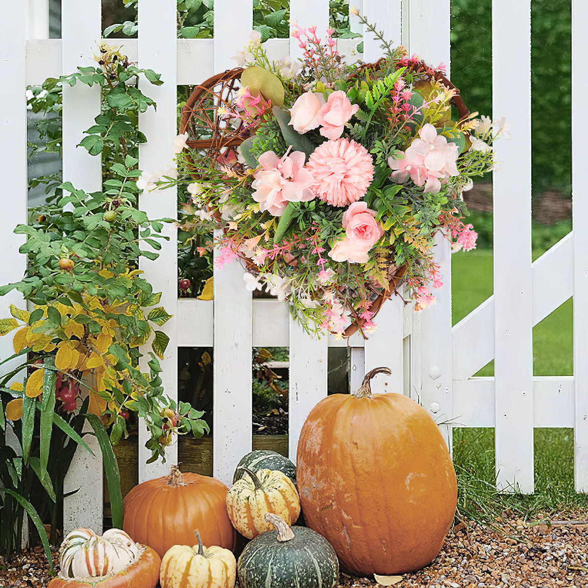 Rustic Assorted Flowers Heart-shaped Wreath Wedding Decoration