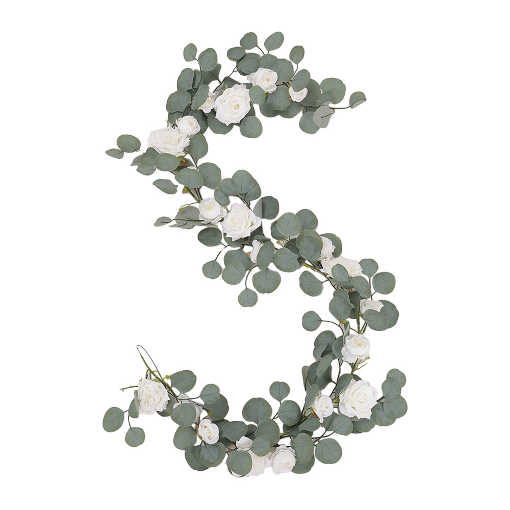 185cm Artificial Rose Eucalyptus Garland Vine Wall Hanging Wedding Arch Door Decor