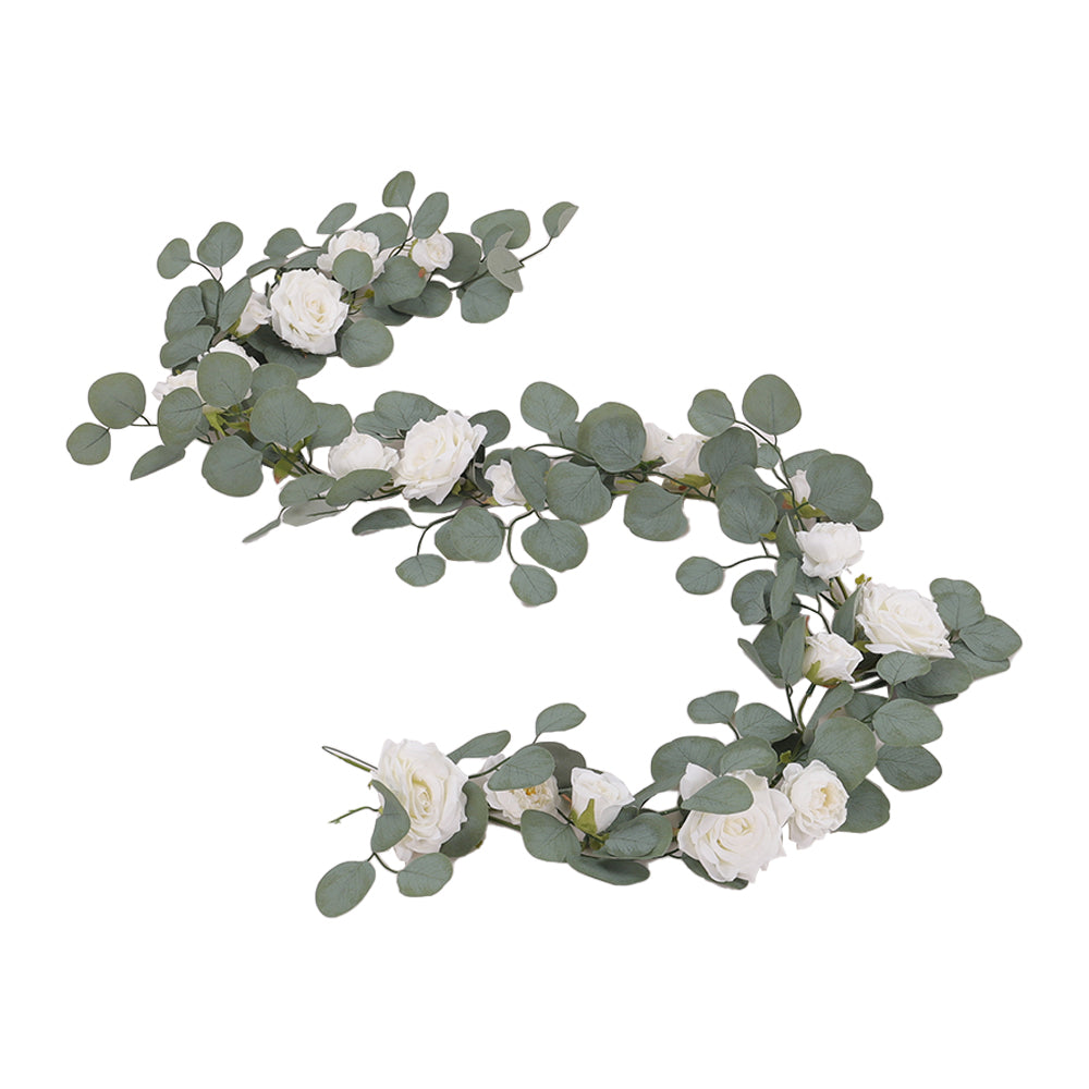 185cm Artificial Rose Eucalyptus Garland Vine Wall Hanging Wedding Arch Door Decor