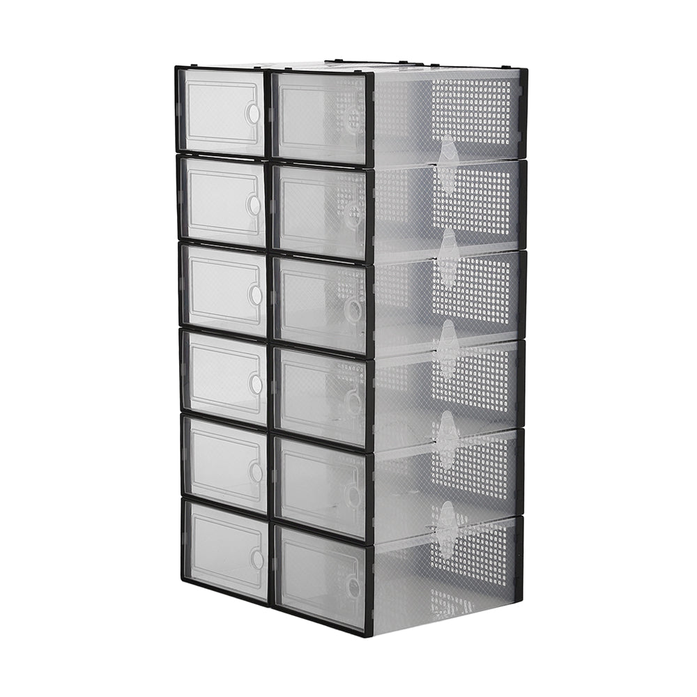 12x Stackable Shoe Storage Box Organiser