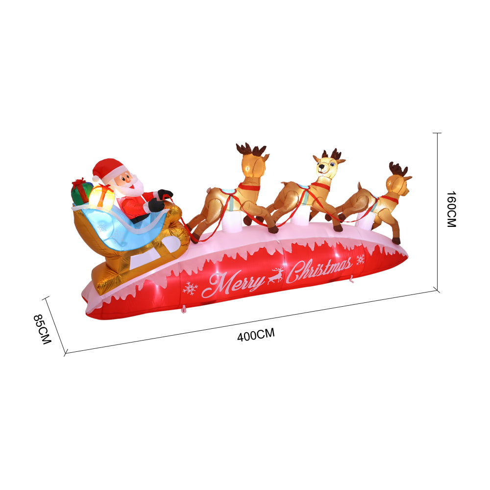 4M Inflatable Santa and Rudolf for Christmas Decoration