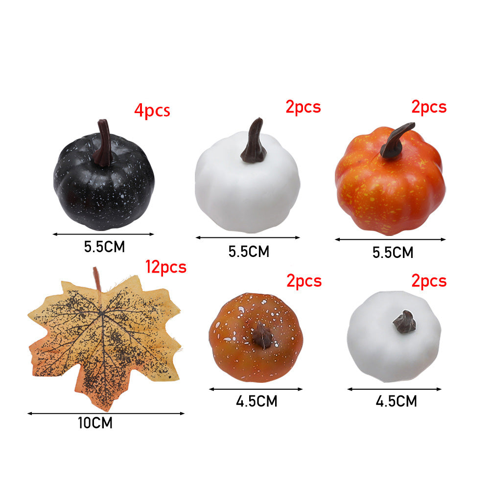 Set of 24 Halloween Maple Leaves Pumpkins Ornament Set