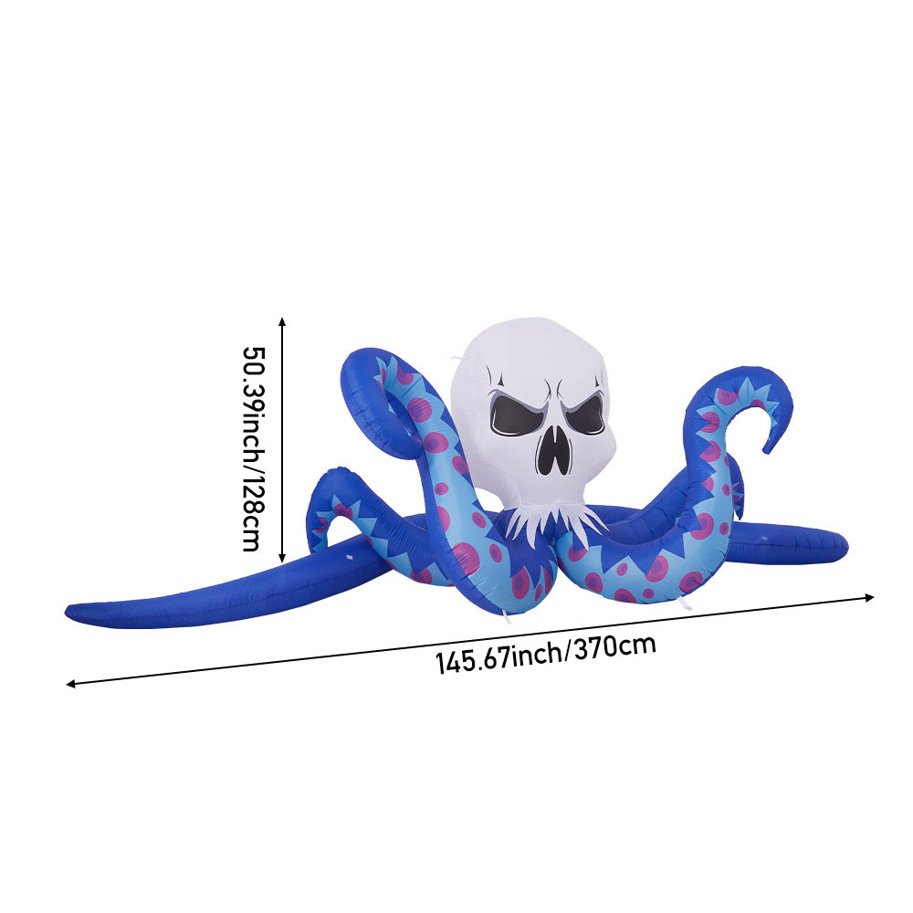 4Ft Halloween Skull Head Octopus Inflatable with Build-In LED