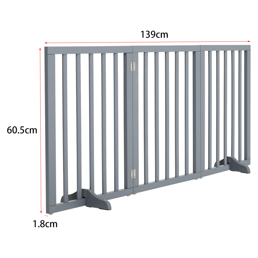 Foldable 3-Piece Wooden Pet Gate for Indoor Use