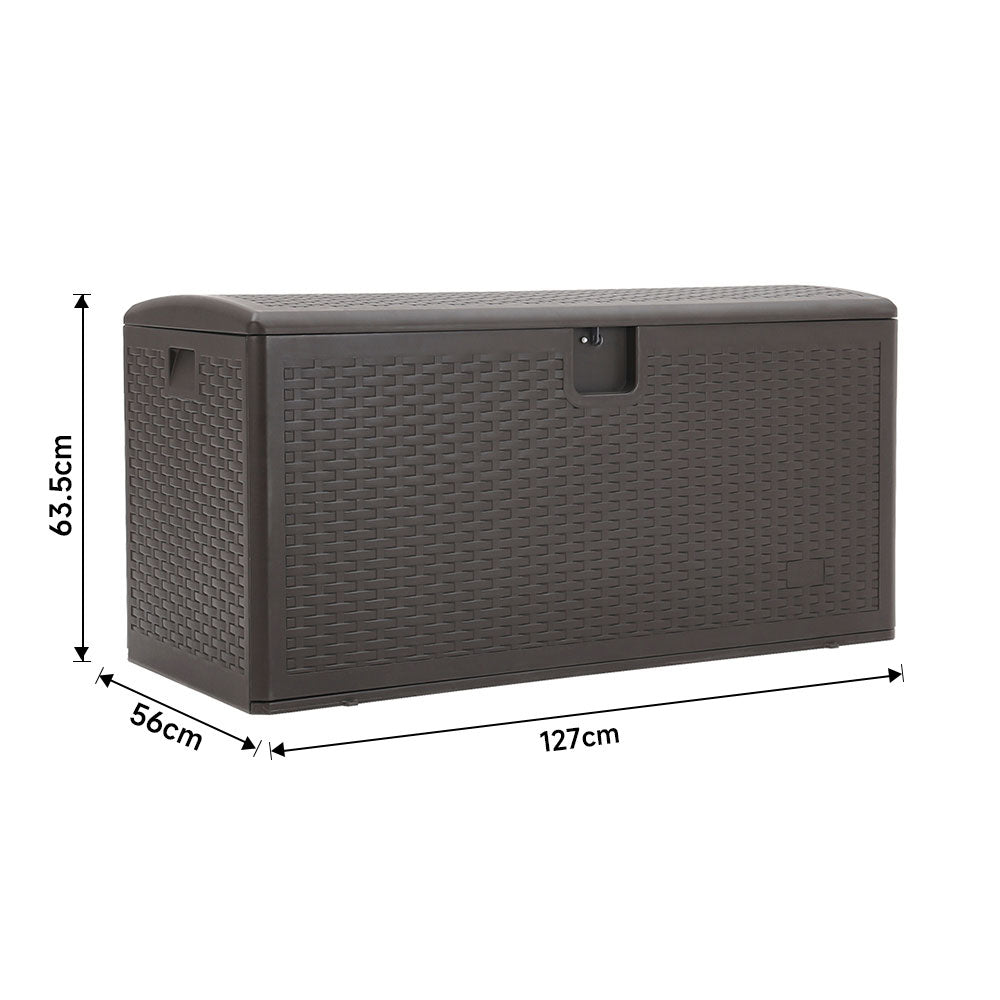 127CM Wide Lockable Waterproof Rattan Outdoor Storage Box