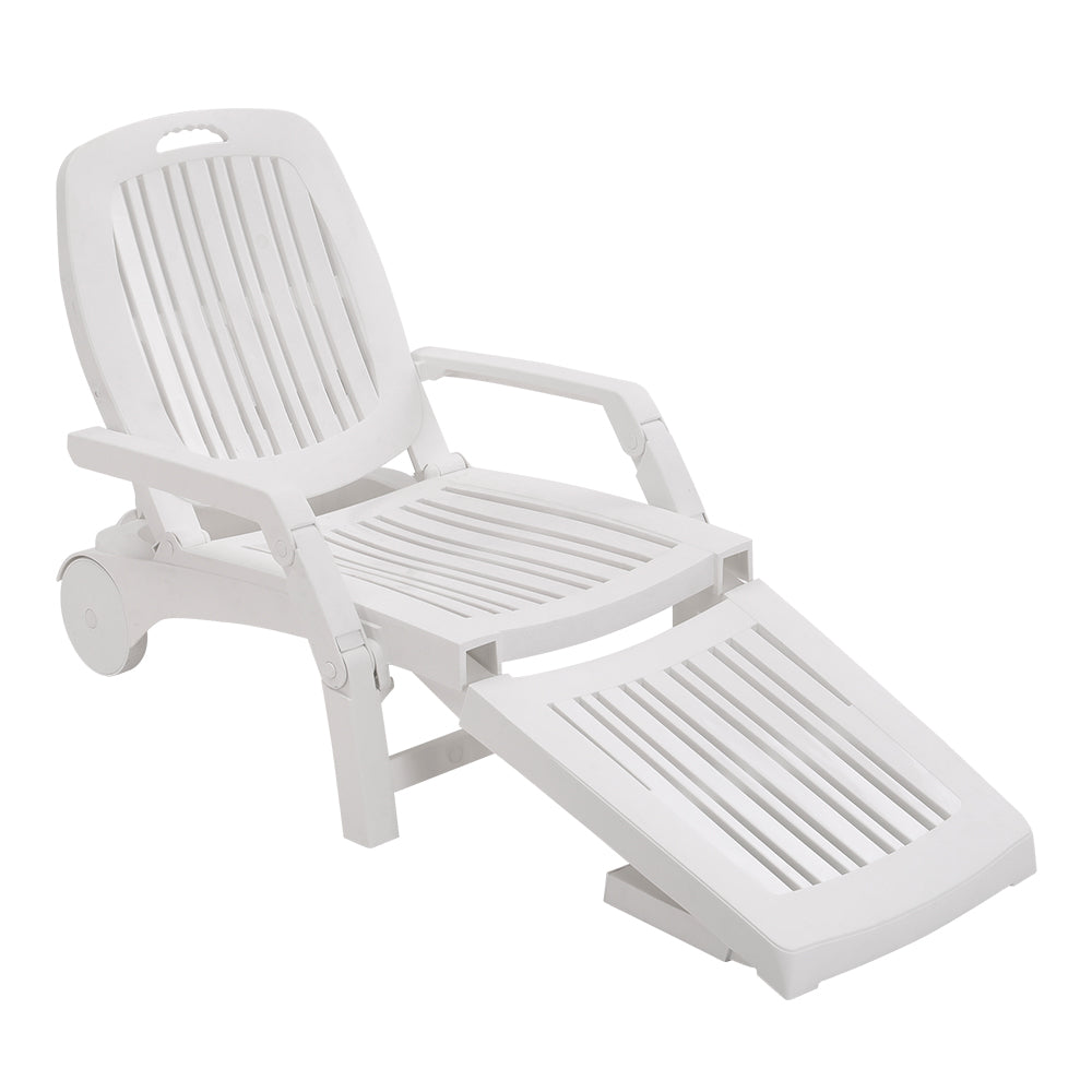 Outdoor Folding Lounge Chair Recliner with Wheels