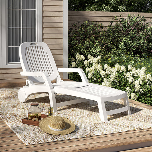 Outdoor Folding Lounge Chair Recliner with Wheels