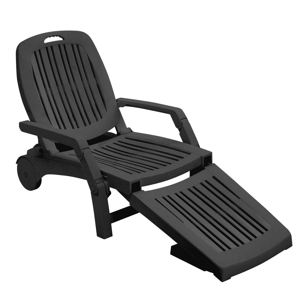 Outdoor Folding Lounge Chair Recliner with Wheels