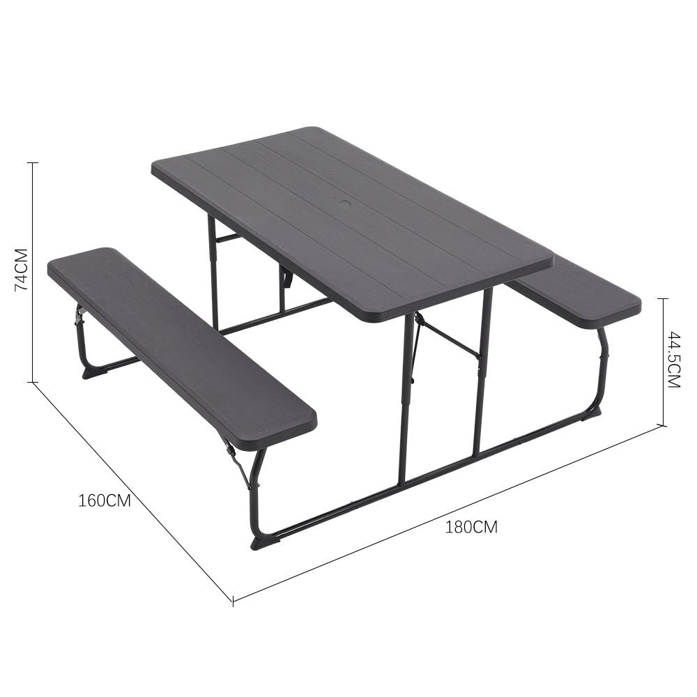 180CM Wide Foldable Integrated Camping Set with Parasol Hole