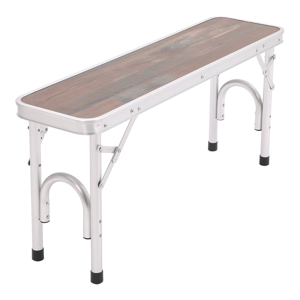 Silver Foldable Outdoor Camping Dining Set with 2 Benches