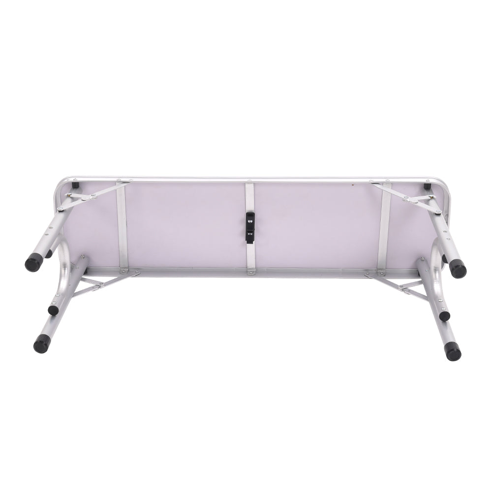 Silver Foldable Outdoor Camping Dining Set with 2 Benches