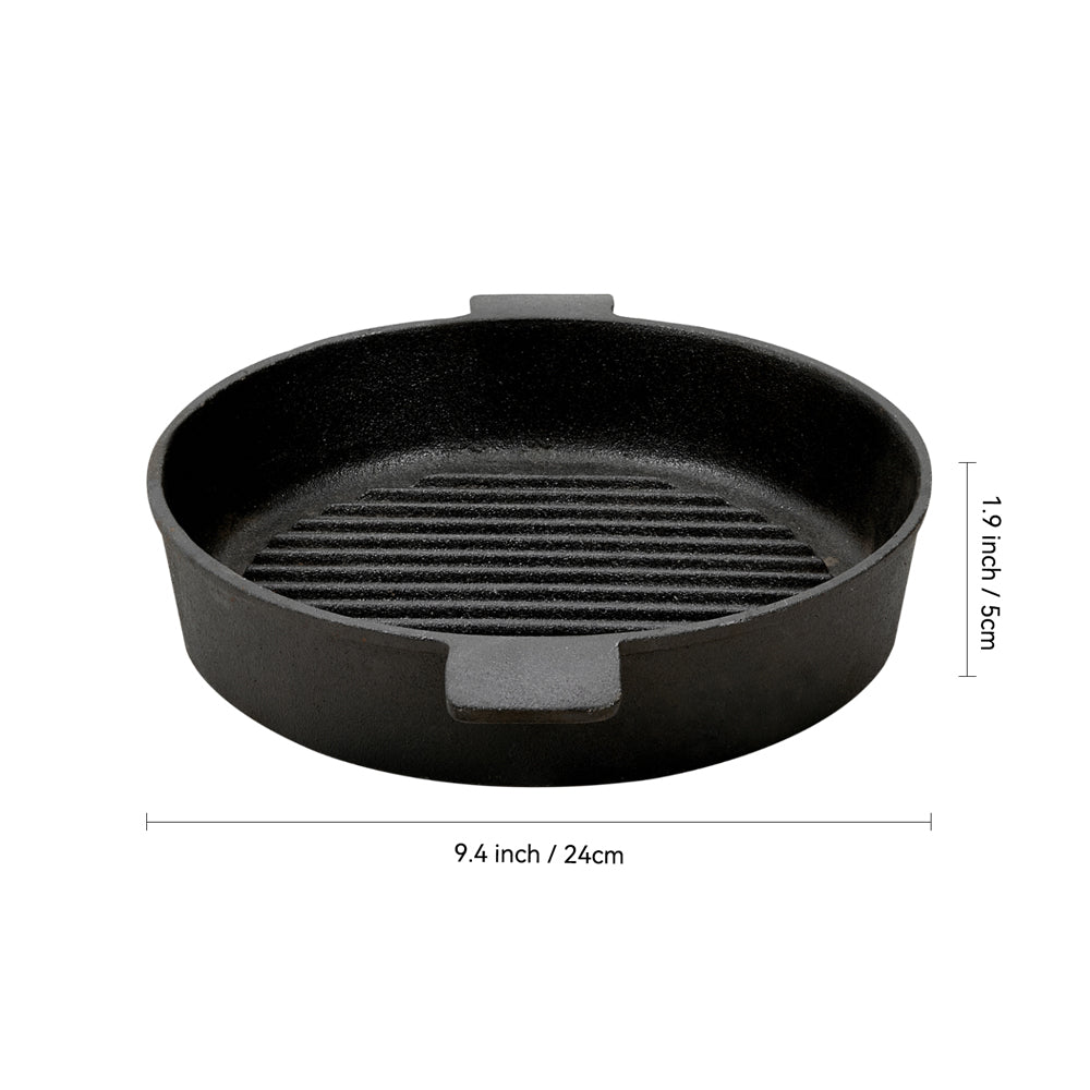 Black Round Cast Iron Grill Pan