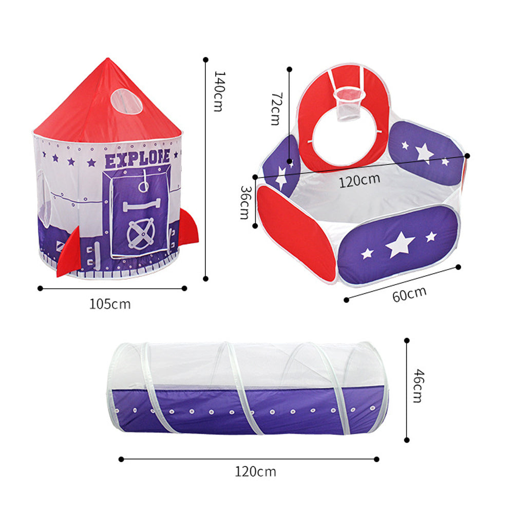 3 in 1 Play Tent for Kids Pop Up Play Tunnel with Ball Pit