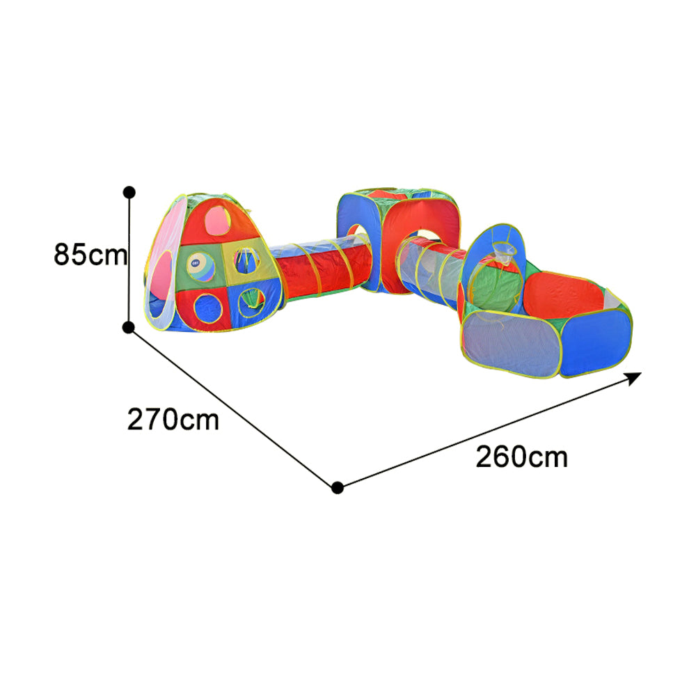 5-in-1 Kids Play Tent Set Pop Up Ball Pit with Tunnel Toddlers Playhouse