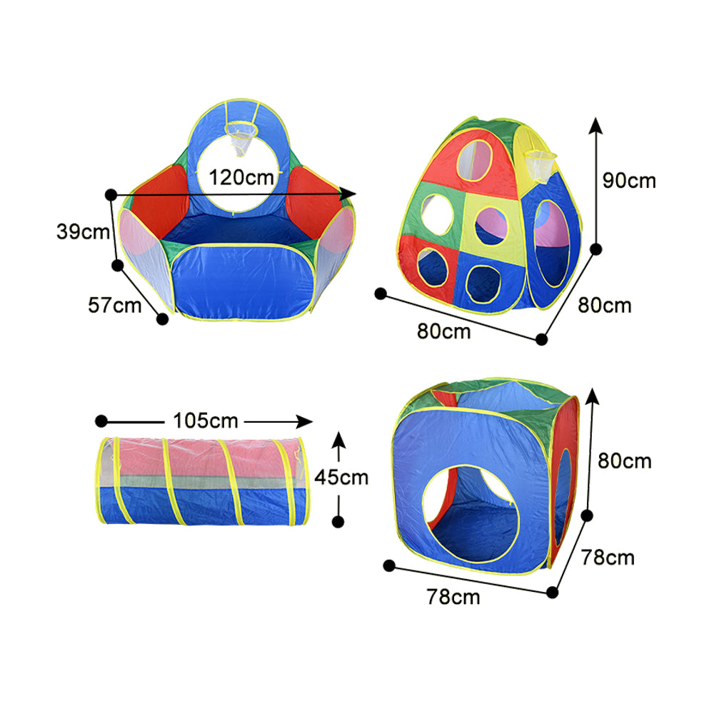 5-in-1 Kids Play Tent Set Pop Up Ball Pit with Tunnel Toddlers Playhouse