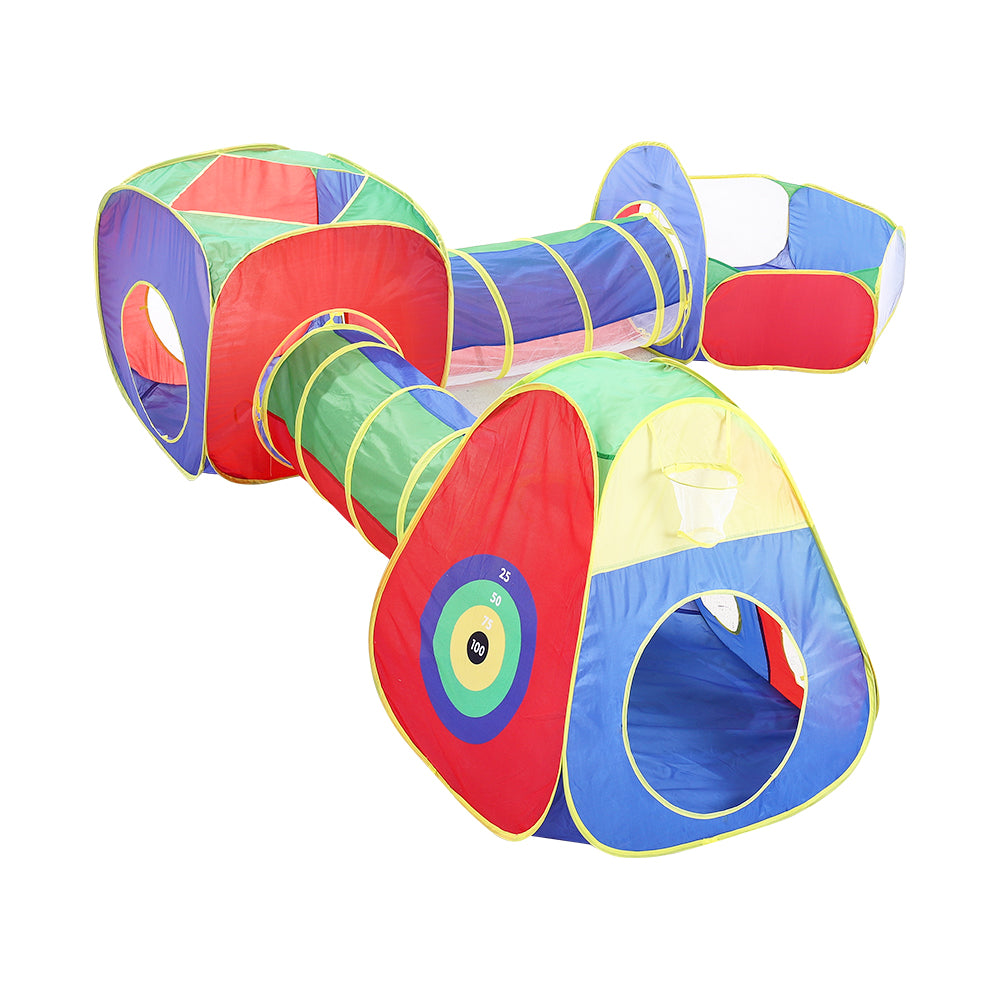 5-in-1 Kids Play Tent Set Pop Up Ball Pit with Tunnel Toddlers Playhouse