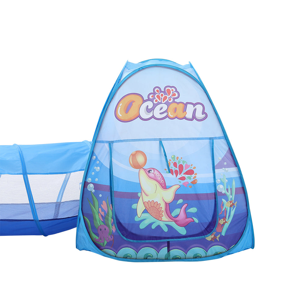 3-in-1 Kids Pop Up Play Tent Set Toddlers Tunnel Playhouse