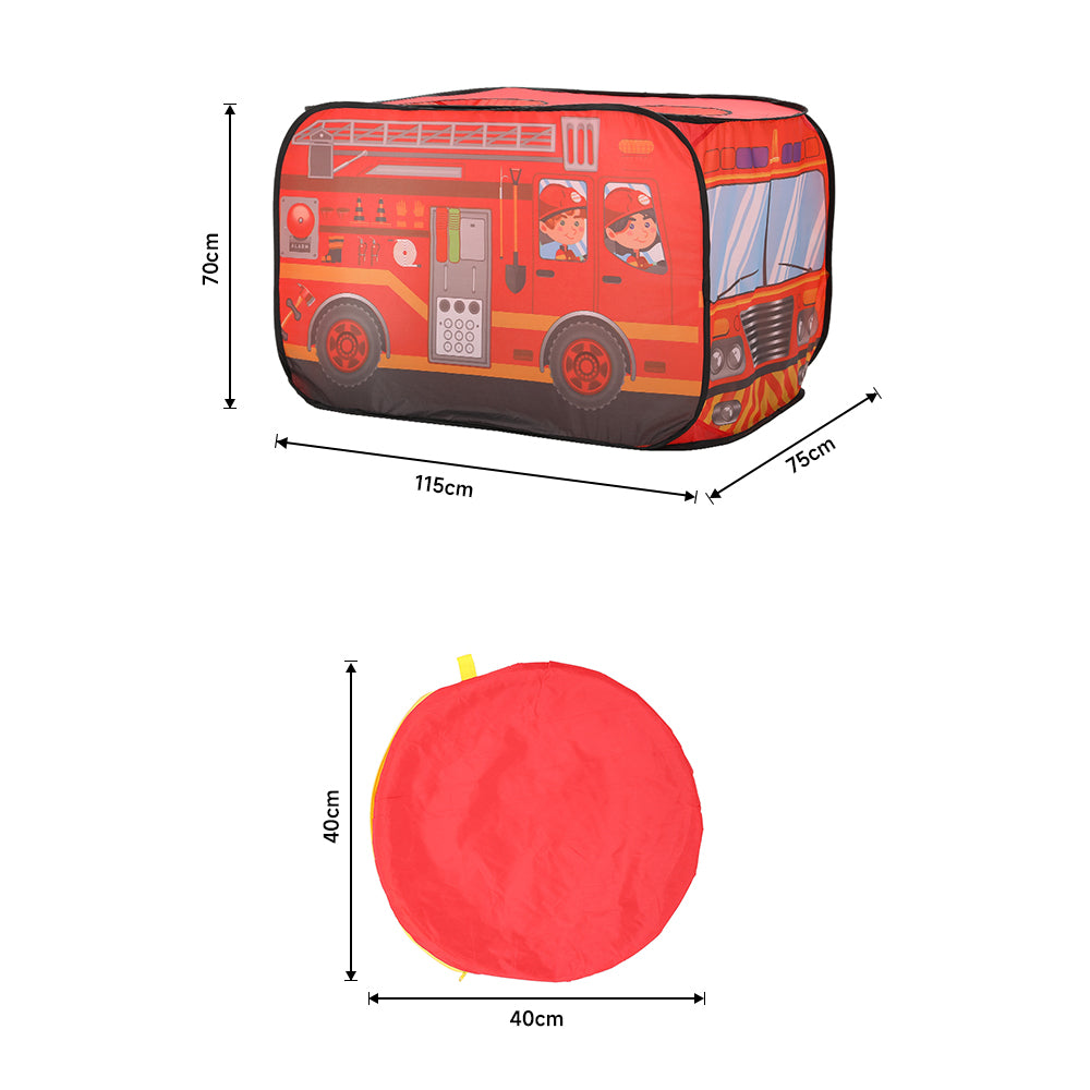 Fire Engine-Themed Play Tent with 2 Top Openings