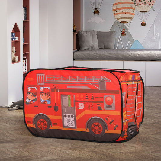 Fire Engine-Themed Play Tent with 2 Top Openings