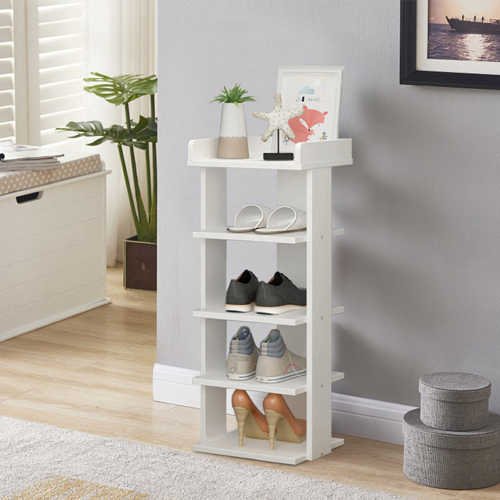 5 Tiers Shoe Rack Organizer Storage Stand Shelf Space Saving White