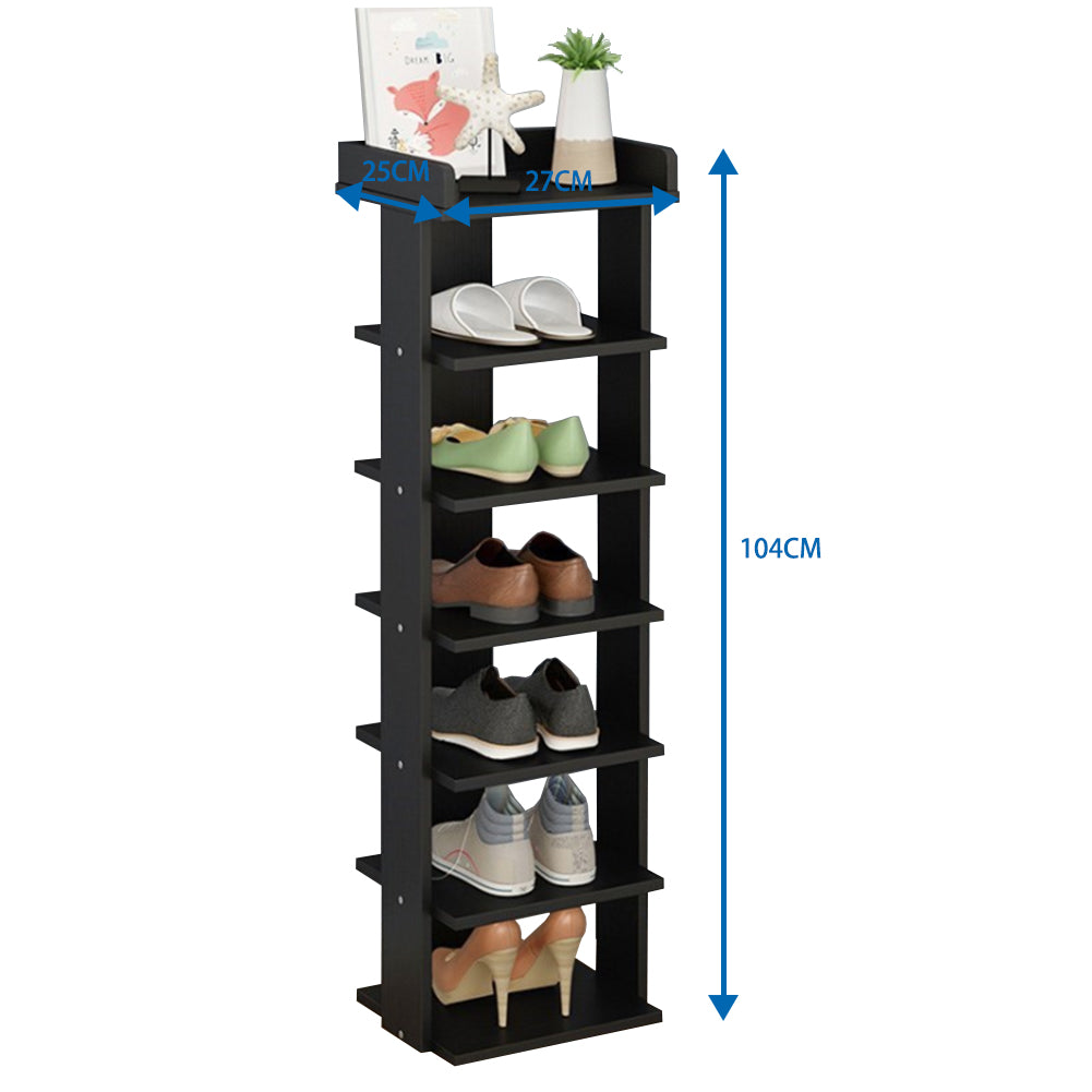 7-Tier Wooden Narrow Shoes Rack
