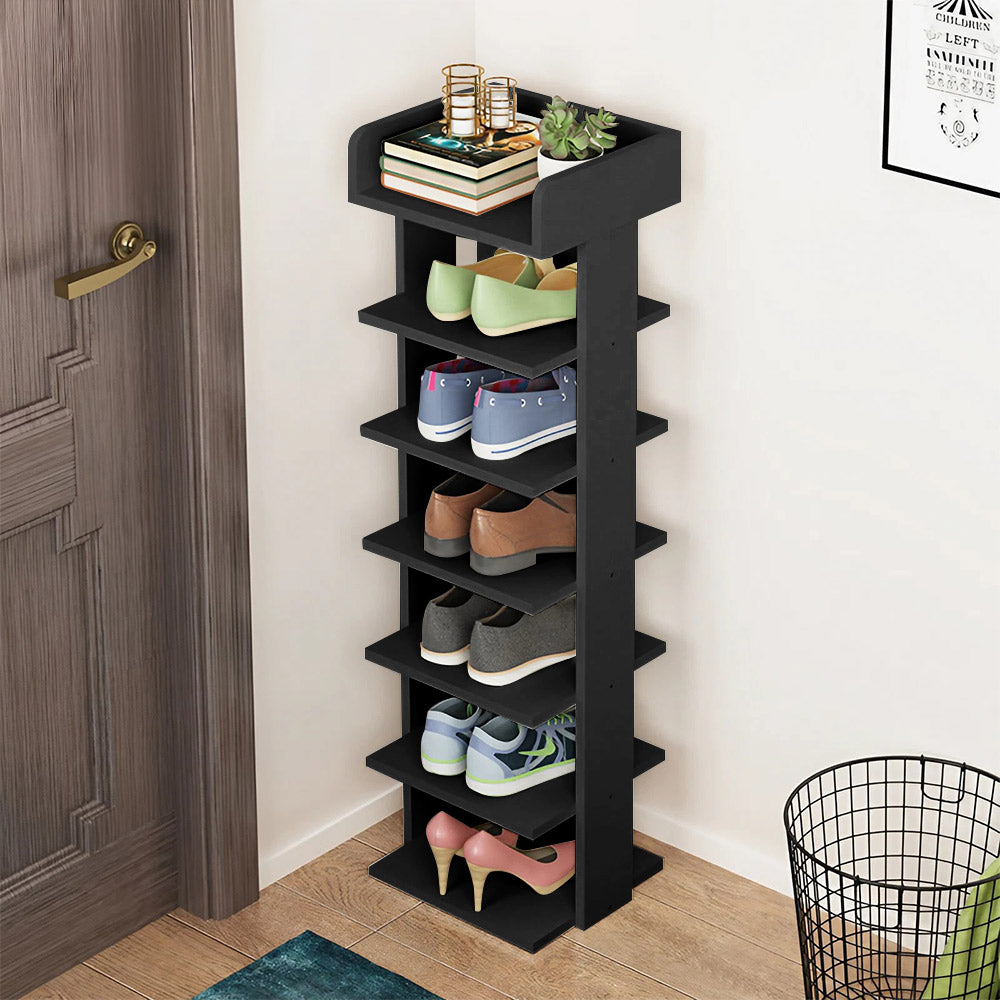 7-Tier Wooden Narrow Shoes Rack