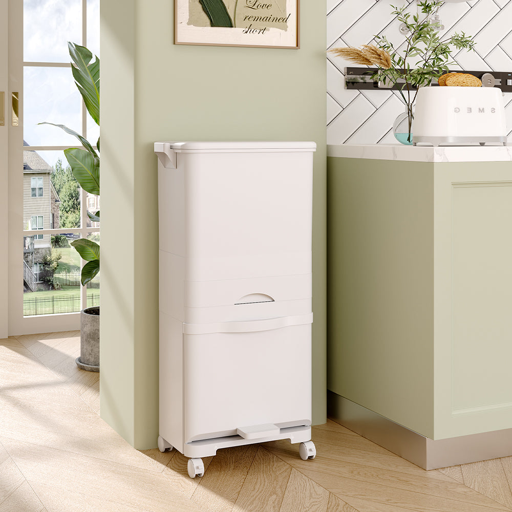 White Rubbish Dustbin Recycling Bin Rubbish Trash Home Kitchen