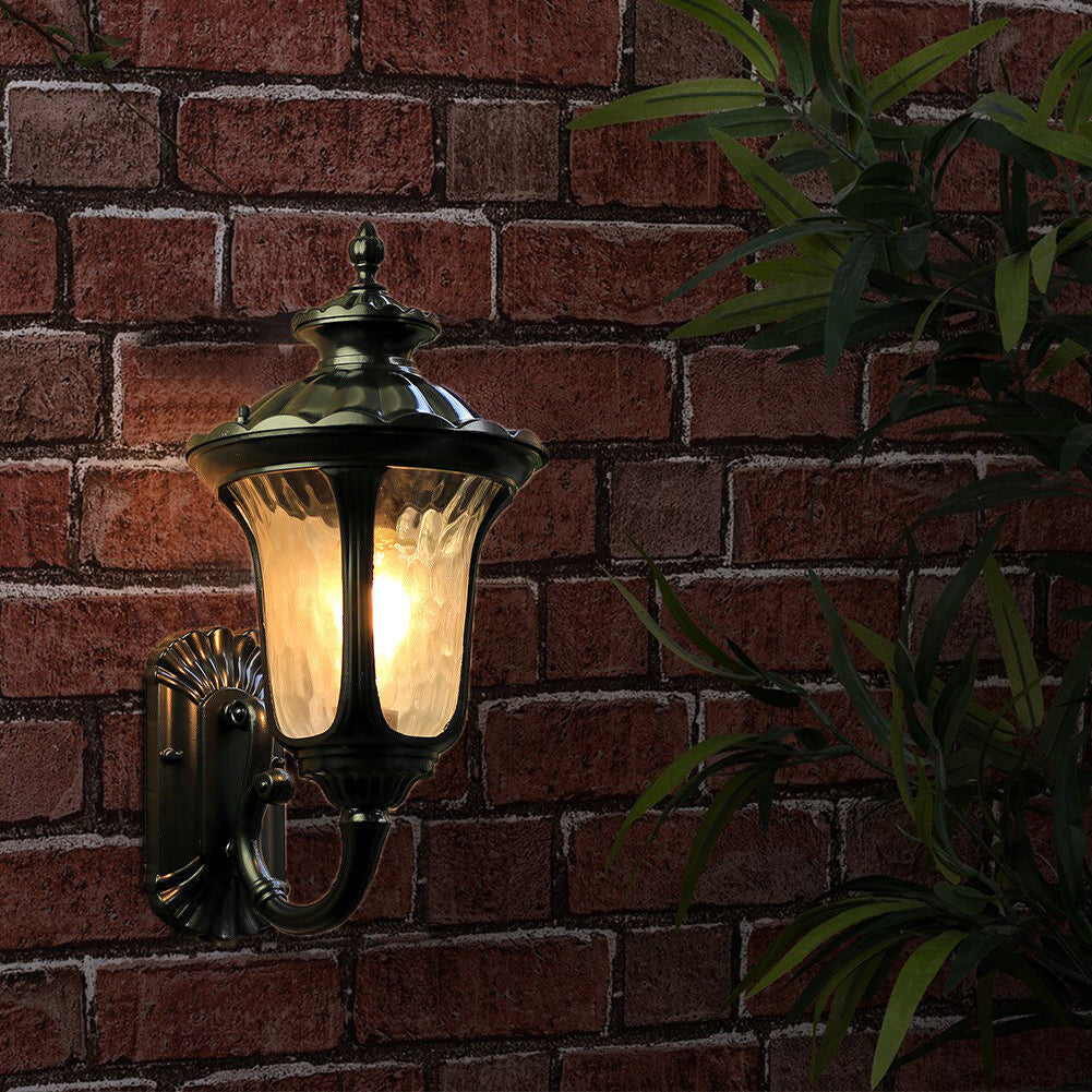 Traditional Textured Black Outdoor Wall Lantern