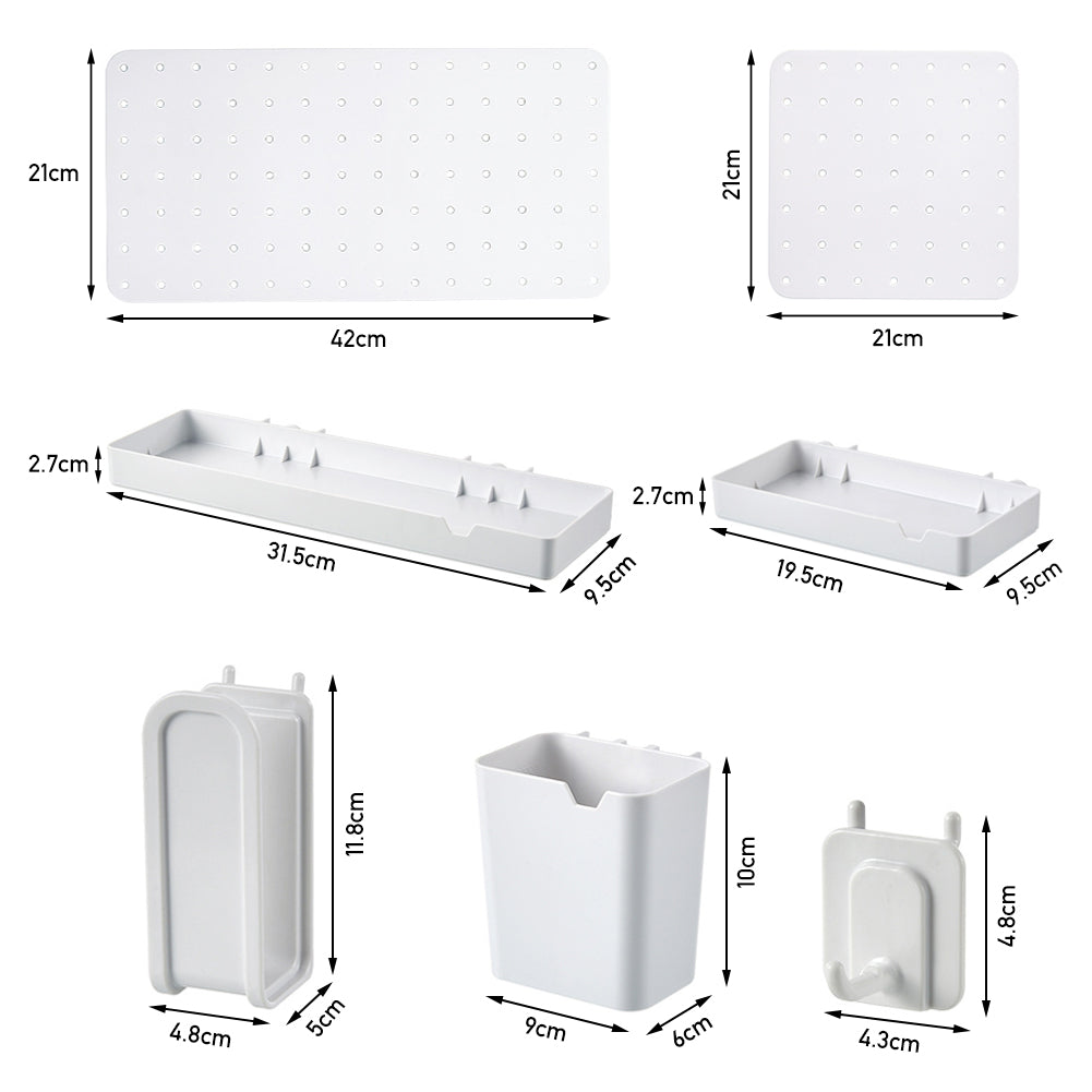 White Pegboard Wall Storage Rack