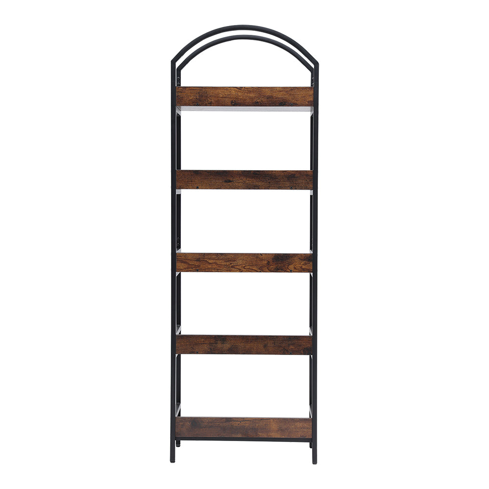 5-Tier Arched Wooden Bookcase Storage Shelf