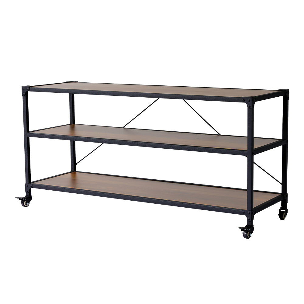 3-Tier Wood Storage Rack with Wheels