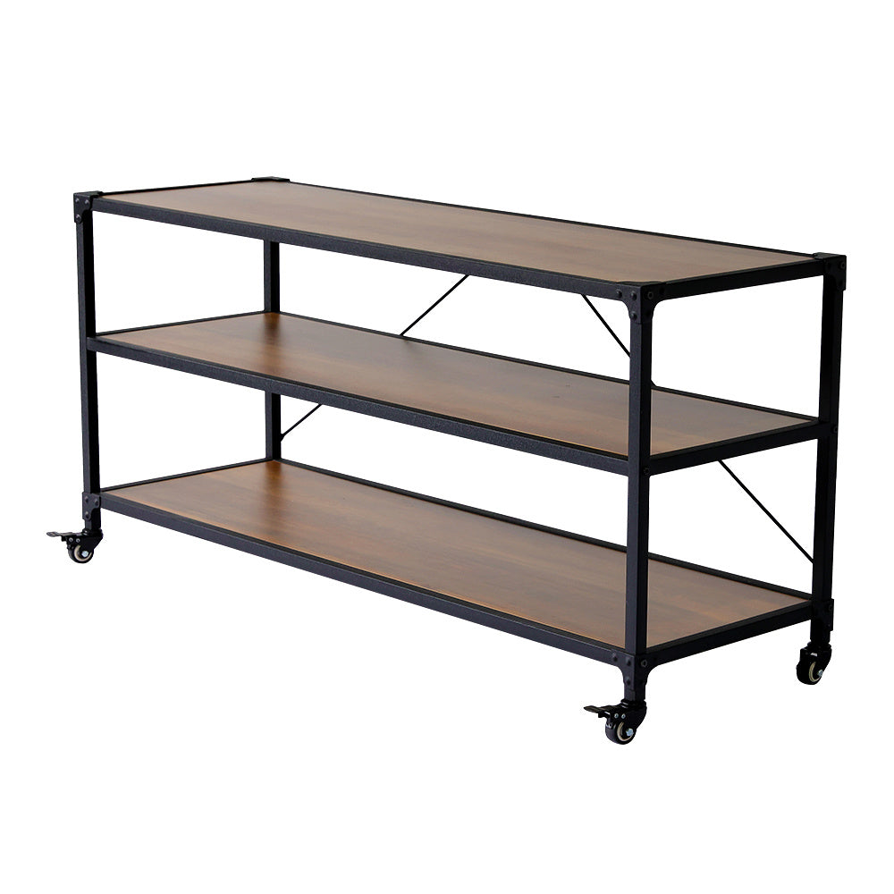 3-Tier Wood Storage Rack with Wheels