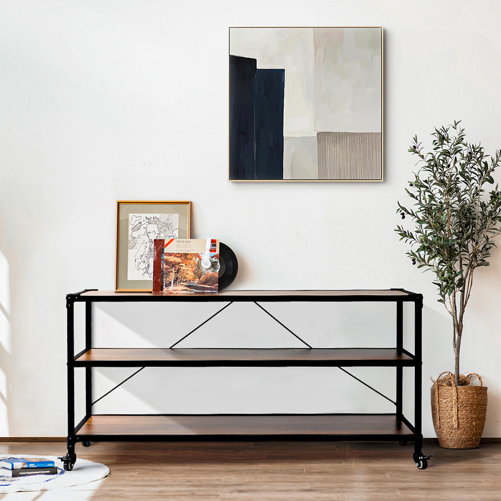 3-Tier Wood Storage Rack with Wheels