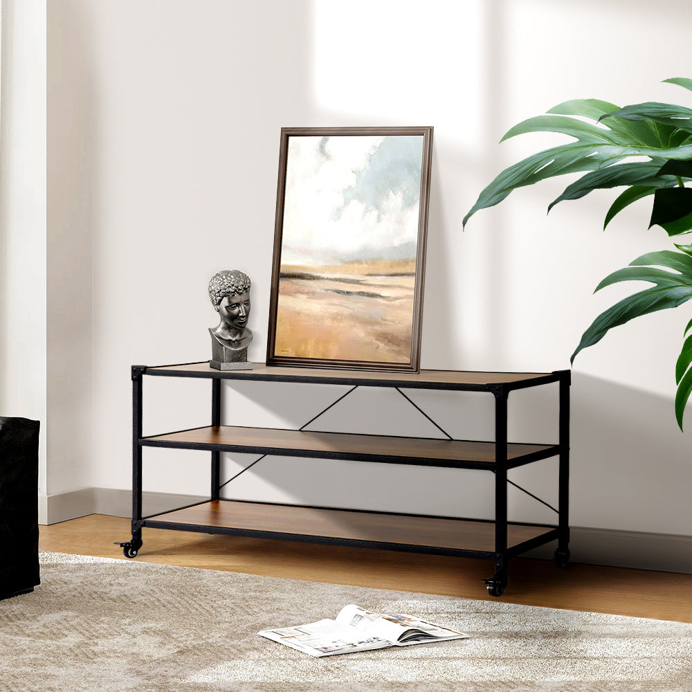3-Tier Wood Storage Rack with Wheels