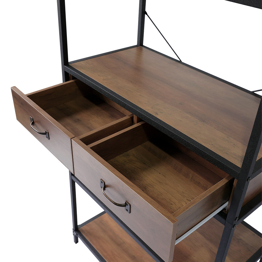 5-Tier Wooden Book Shelf with Drawers