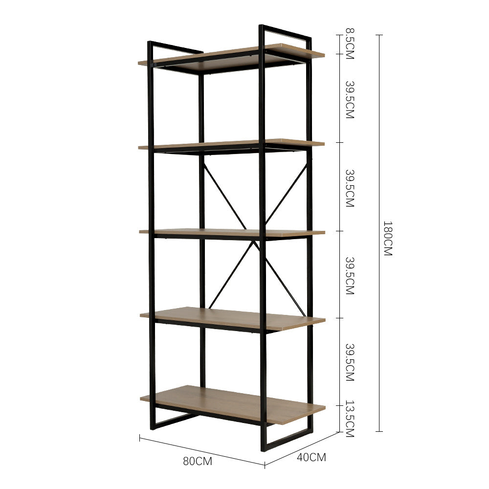 Industrial Style 5-Tier Bookshelf