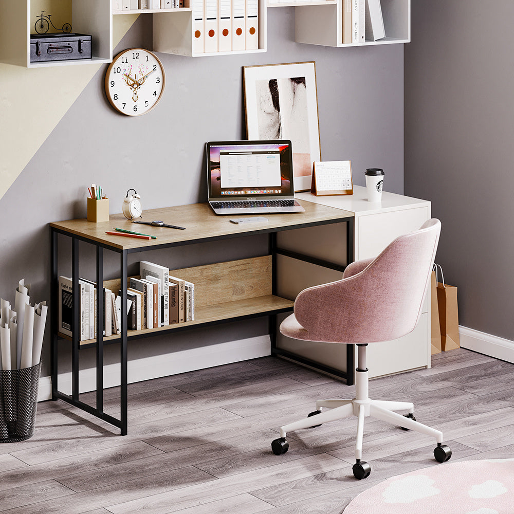 Wooden Office Study Desk with Shelf