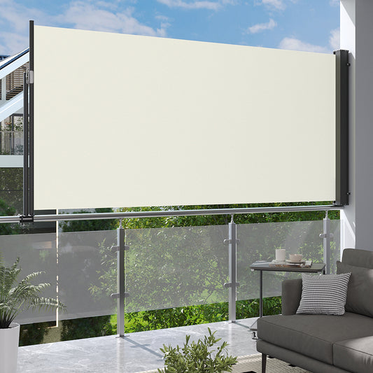 Outdoor Retractable Privacy Side Awning - Beige