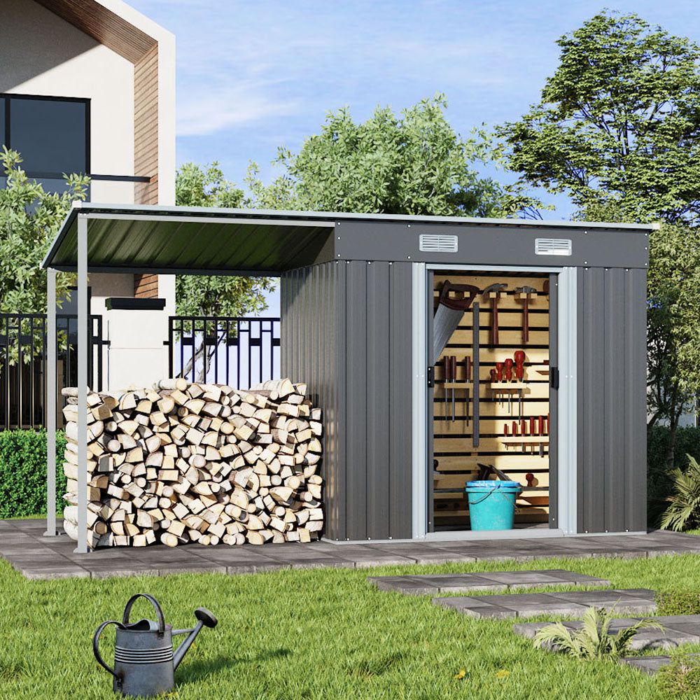 Outdoor Metal Storage Shed with Lean-to