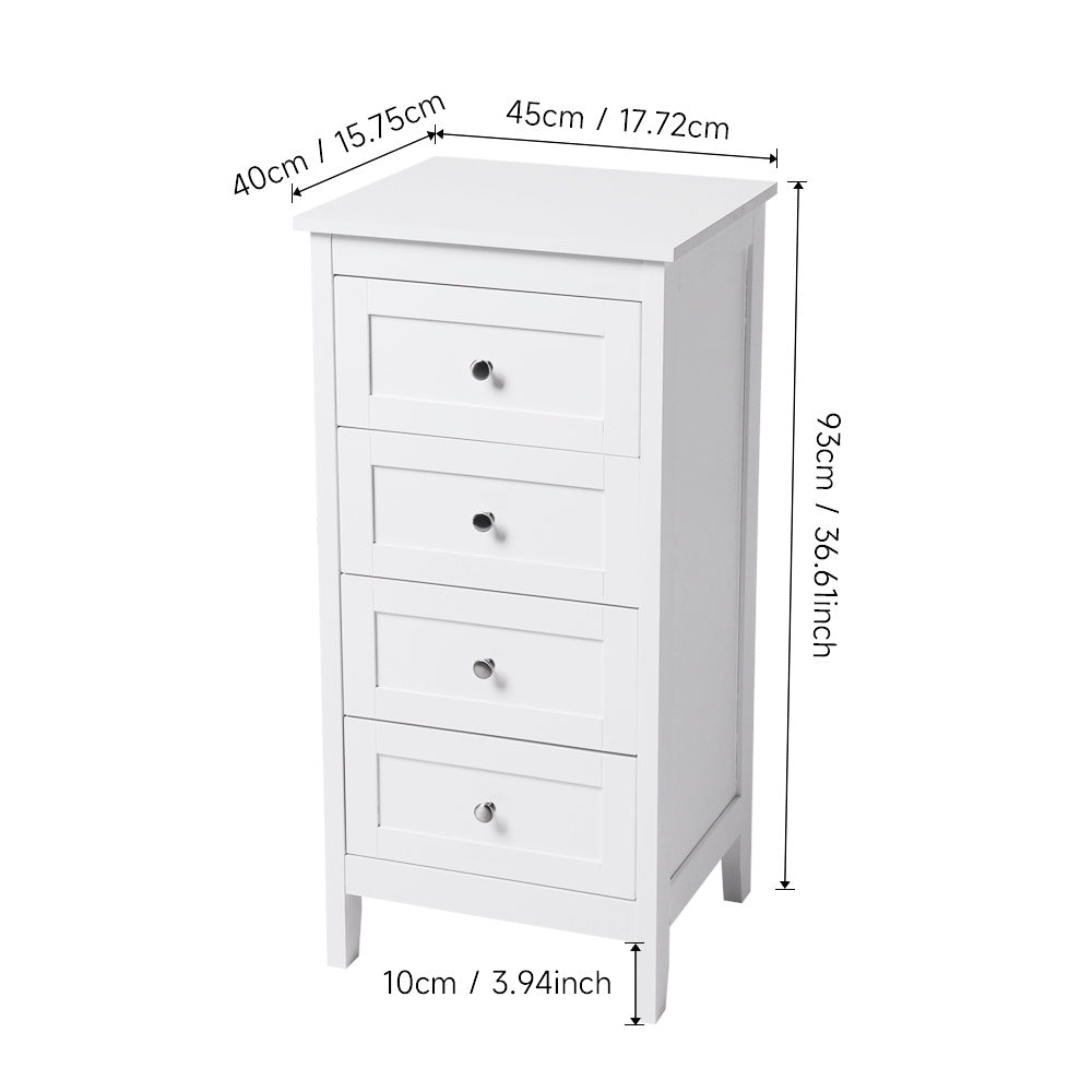 Classic White Wooden 4-Drawer Storage Cabinet