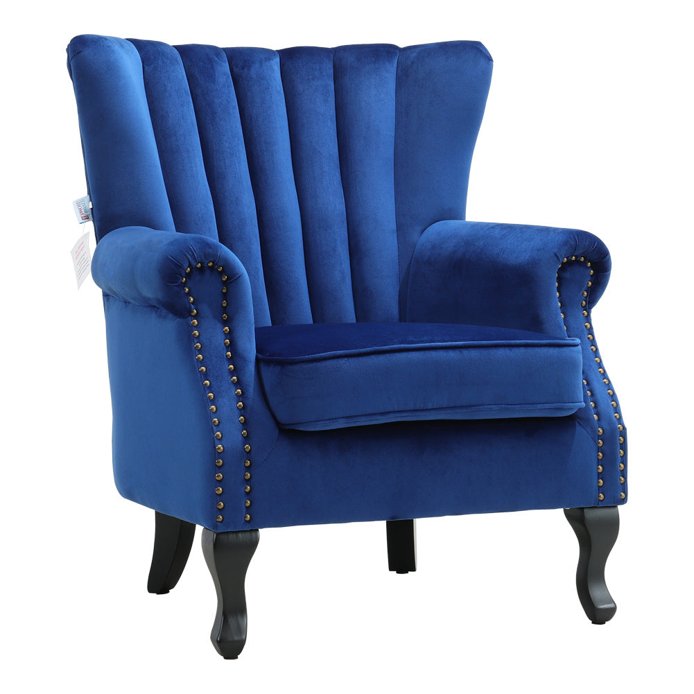 Green/Grey Velvet Channel Occasional Armchair Sofa Chair