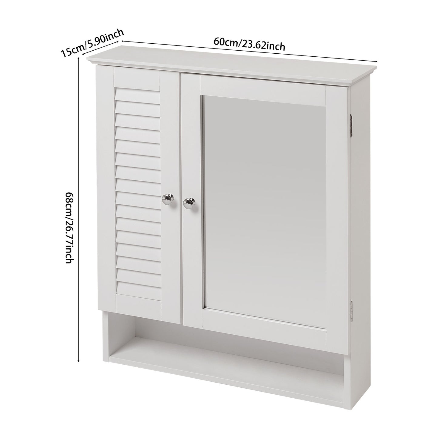 White Shutter Wooden Mirror Cabinet